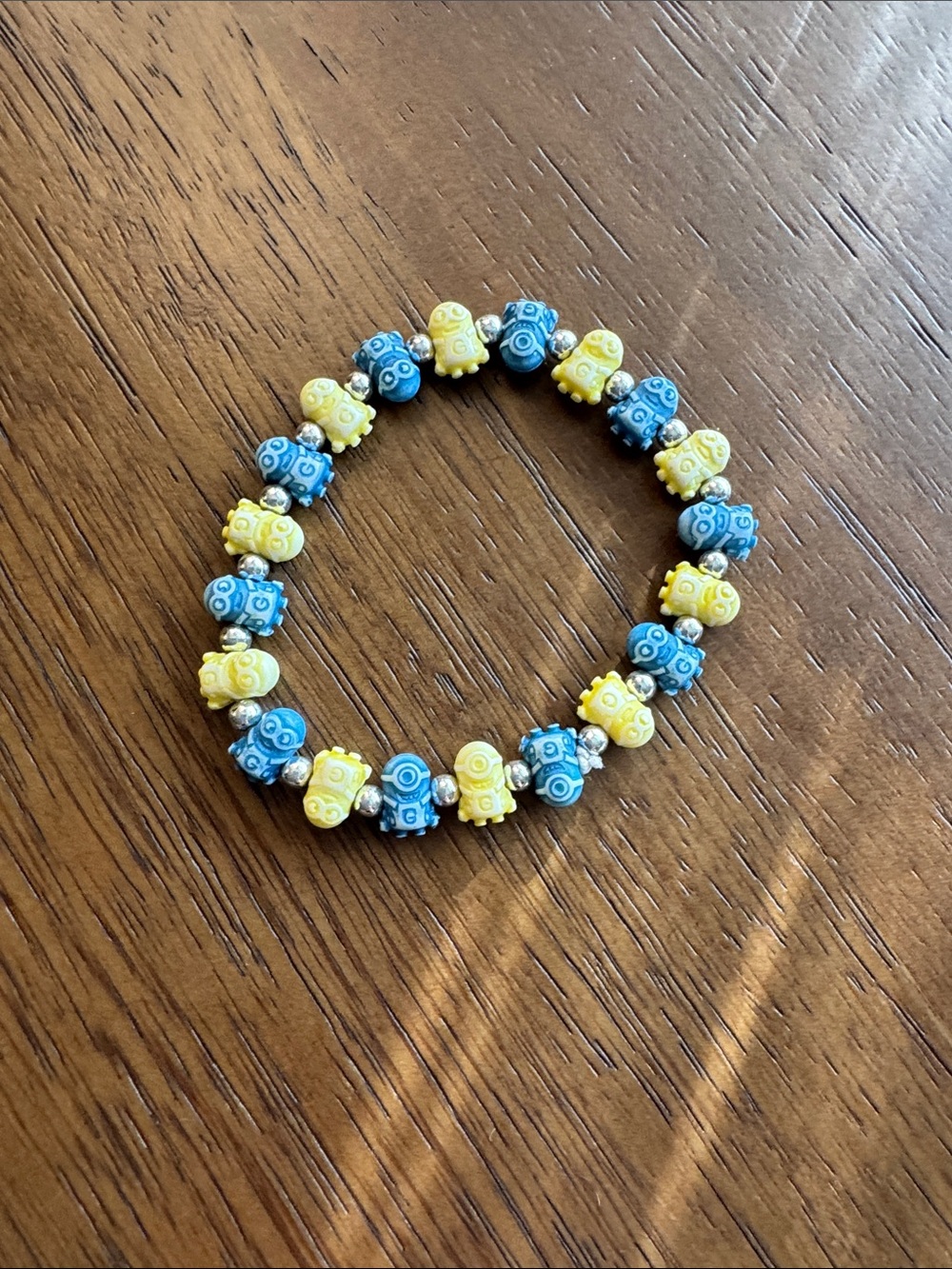 Kids Minions Blue & Yellow Bead Stretch Bracelet